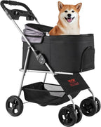 Pet Travel with Mesh Material, Unspecified Color, Foldable, Detachable Carrier & Brake, 35 lbs Capacity