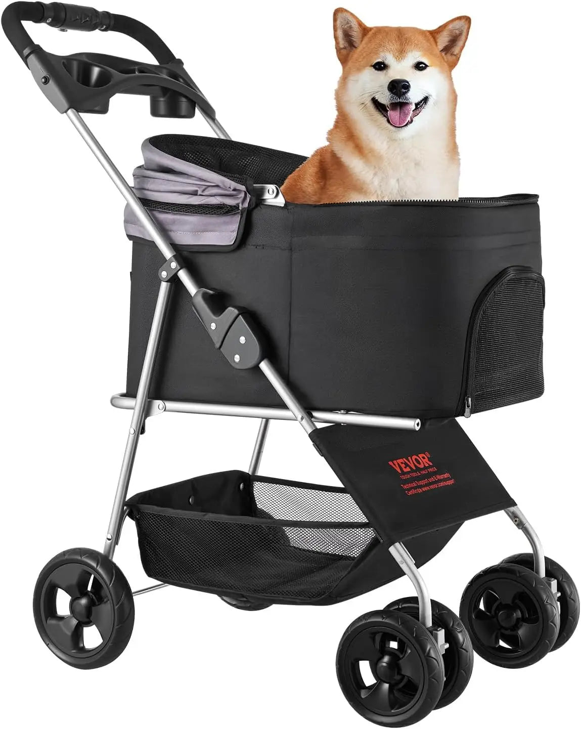 Pet Travel with Mesh Material, Unspecified Color, Foldable, Detachable Carrier & Brake, 35 lbs Capacity