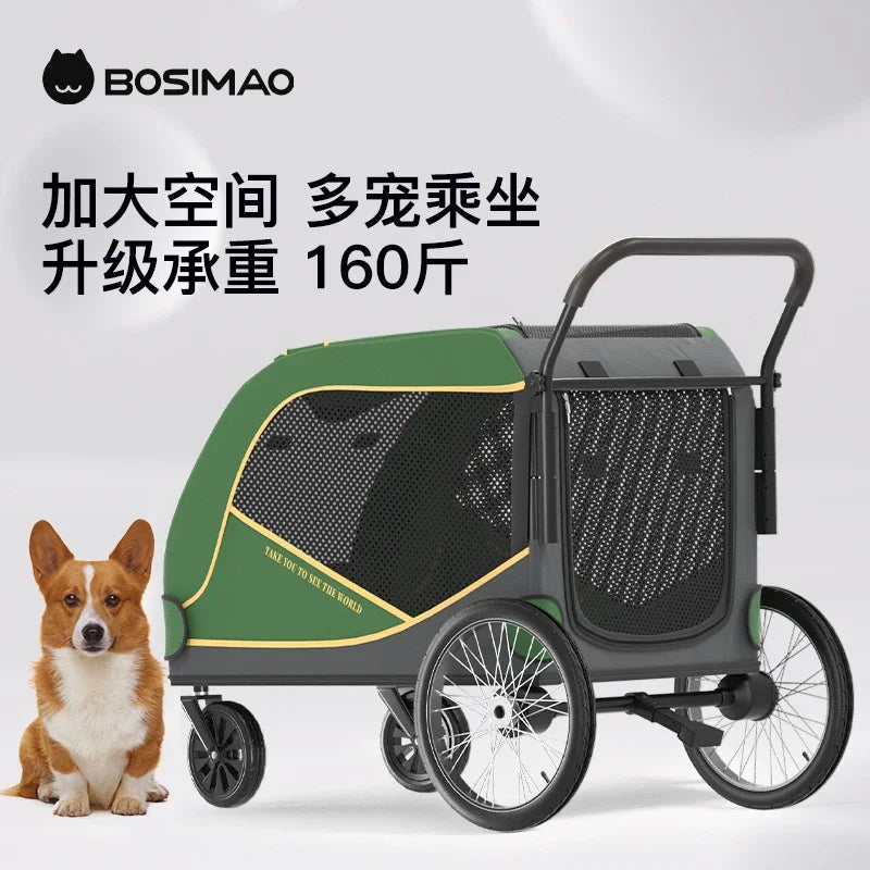 BOSIMAO Foldable Large Pet Dog Stroller Heavy Duty Cart for Giant Elderly Big Dogs Multiple Pets Outdoor Walking Travel Carrier