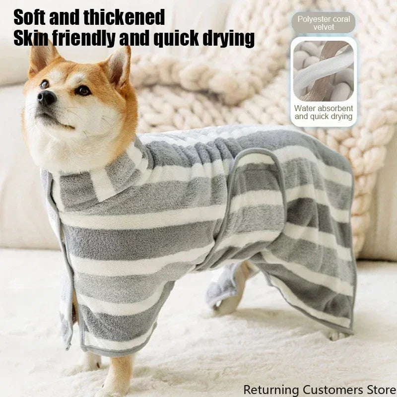 1PC Dog Bathrobe Drying Coat Super Absorbent Bath Robe for Large Dogs Fast Drying Pet Towel for Dogs and Cats Bath Towel