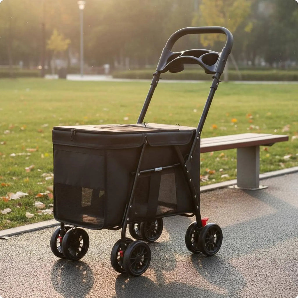 Dog Stroller Collapsible Feline Stroller Lightweight Pet Stroller Easy Accessible Creature Gear Rear Brakes for Walks, Outdoor
