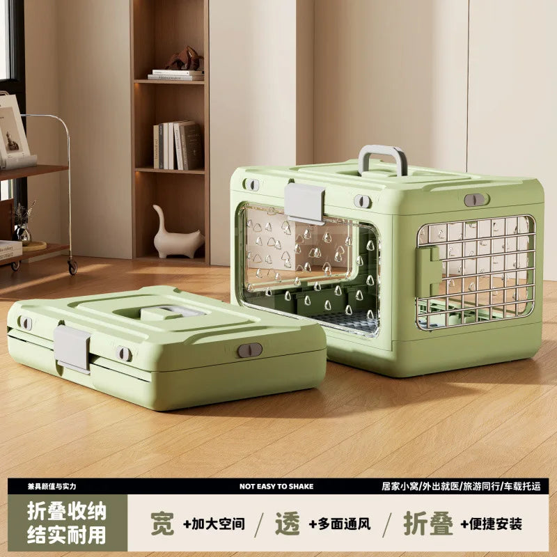Hand-held Foldable Pet Airline Carrier, Car Travel, Cat Check-in Box, Breathable Portable Cat Box for Going Out