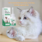 Pet Ear Drops 60ml Ultra-Soft Tip Ear Wash Cleaner for Dogs Cats - Gentle Wax Remover, Deodorizing Soothing Ear Hygiene Care