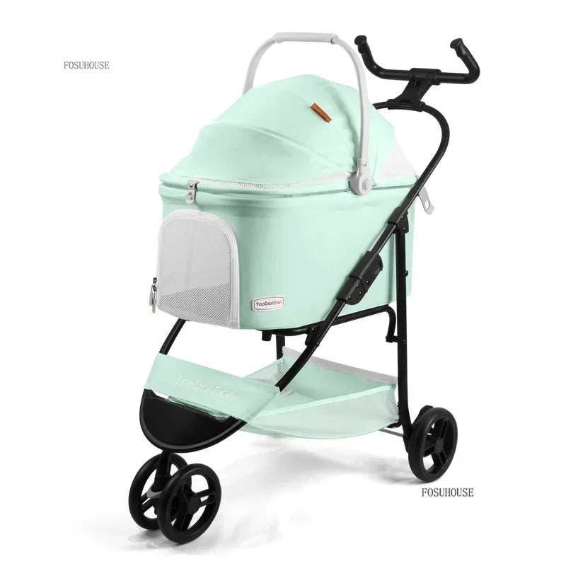 Portable Foldable Pet Stroller 2 in 1 Dog Cat Carrier Multi-function Detachable Bag Lightweight Outdoor Travel Convenience cart