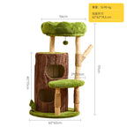 Solid Wood Jungle Cat Tree with Scratching Board
