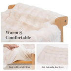 Elevated Wooden Cat Couch Bed with Removable Fluffy Cover