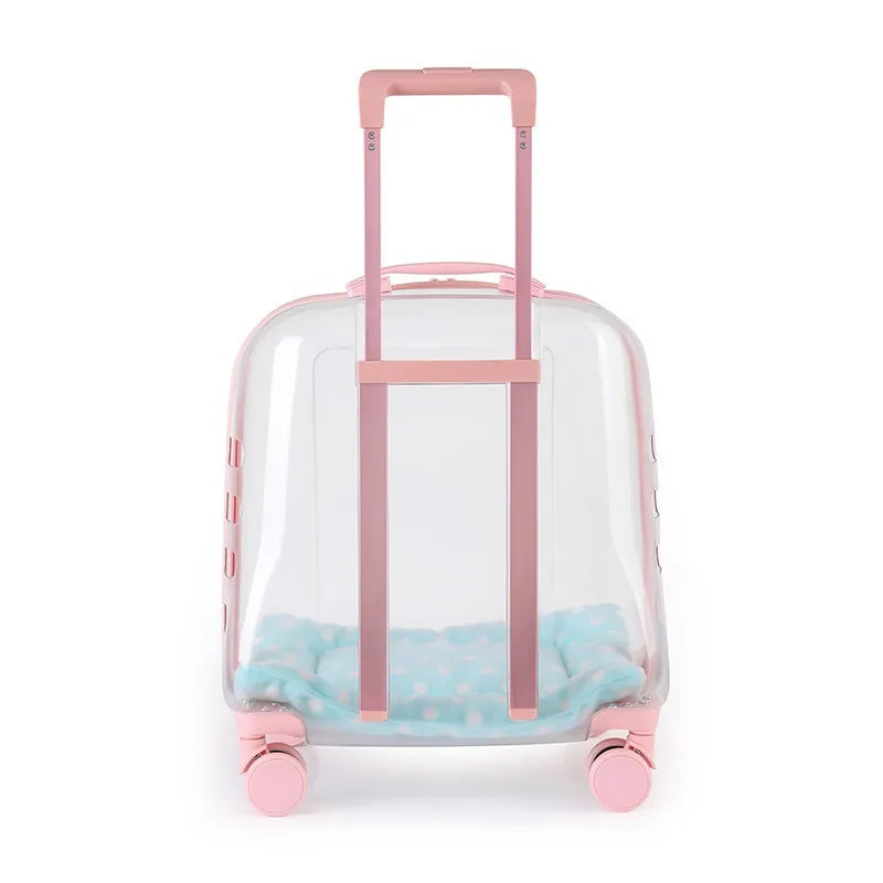 et Carrier Backpack with Wheels Transparent Capsule Design, Lightweight Travel Bag for Cats Small Dogs Puppies