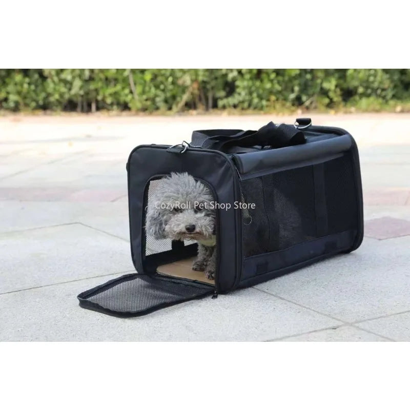 Soft-side Wheeled Cat Carrier for Dogs with Telescopic Handle Rolling Pet Travel Bag Carrier MAX for 50LBS Camping Vet Visiting