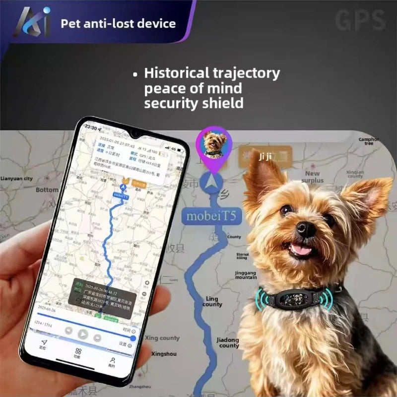 Real-Time GPS Pet Tracker Collar with Geo-Fence & 30-Day Battery