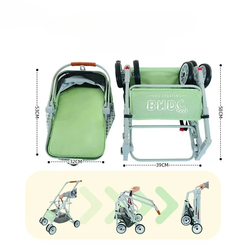 Luxury Pet Stroller Suitable for Travel Washable Pet Stroller Cat and Dog Stroller Lightweight and Foldable Pet Cart MAXFOR 25KG