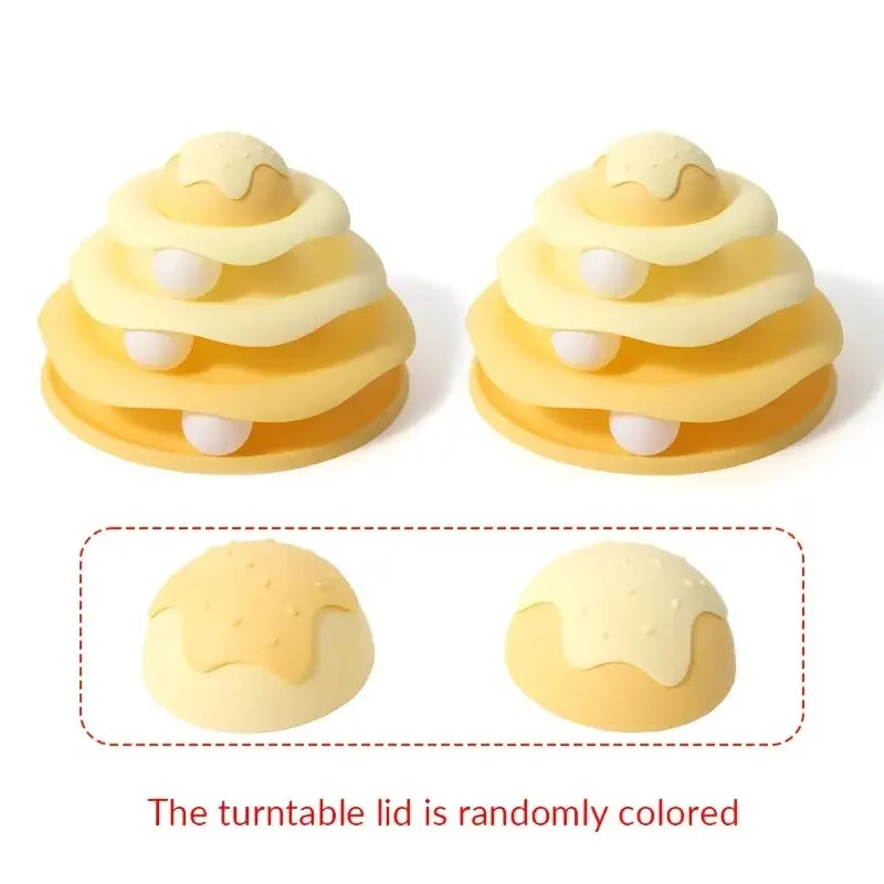 3-Layer Cat Turntable Tower Track Toy — Interactive Ball Chase & Spin