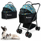 4 Wheels Pet Stroller 4 in 1 Pet Stroller with Detachable Carrier for Small & Medium Dogs Cats up to 55 lbs Easy-Folding Travel