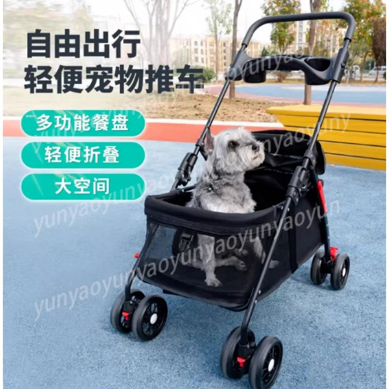 Pet Cat and Dog Cart Trolley Out Small Pet Cart Dog Cart Light and Foldable