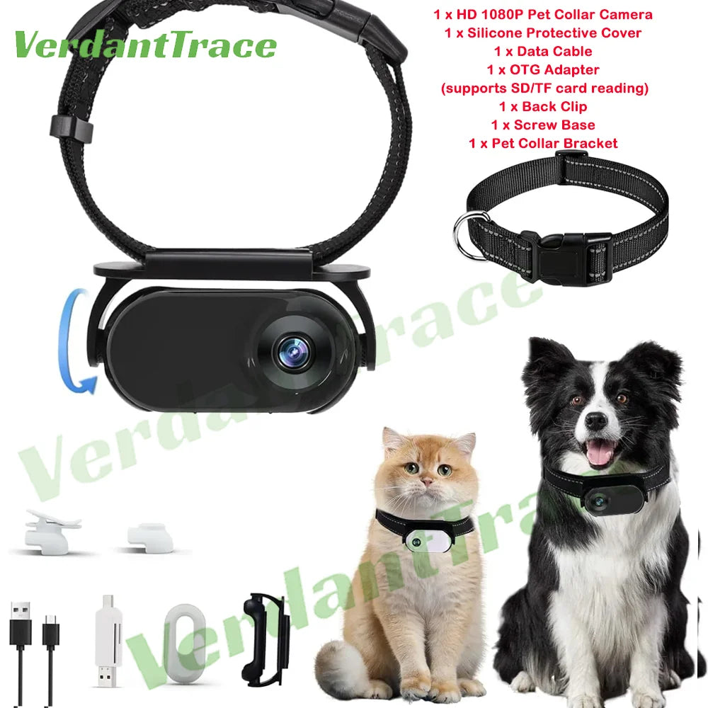 VerdantTrace VTA1 HD 1080P Pet Collar Action Camera - Lightweight Mini Body Cam for Video & Photo Recording