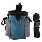 Linen Cotton Fabric Dog Feeding Pouch Adjustable Size Waist Hung Style Dog Waist Pack Water Tough Multi Compartment