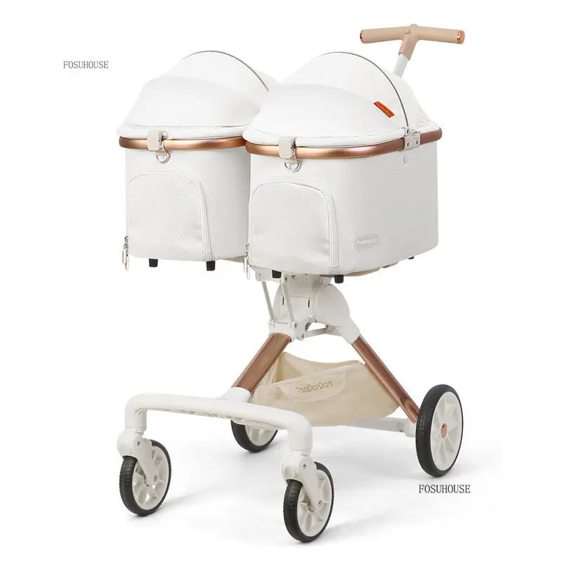 Portable Lightweight Folding Double Decker Pet Stroller for Dogs Cats Multi-functional Outdoor Mobile Carrier Travel Pet Cart