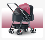 Small Compact Lightweight 4-Wheel Foldable All-Weather Canopy Pet Stroller for Small Medium Dogs and Cats in Outdoor Adventures