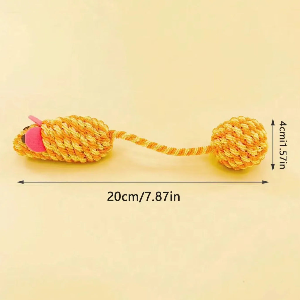 Knitted Mouse Tail Ball Cat Teaser Toy — Rustling Sound Interactive Cat Play Toy